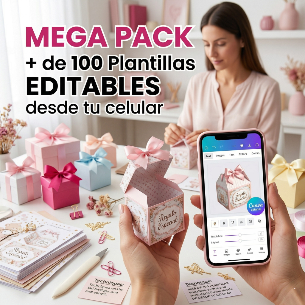 MegaPack +100 Plantillas Editables desde tu Celular +6 Bonus exclusivos